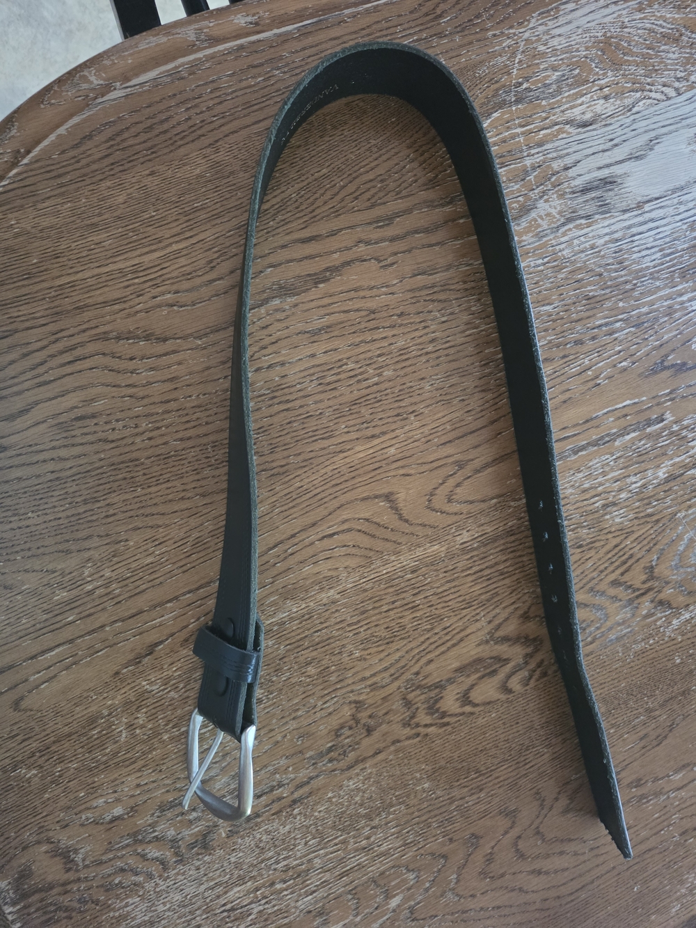 Classic Black Leather Men's Belt with Silver Buckle